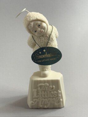 Vintage Snowbabies Department 56 Christmas Figurine Littlest Angel Tag Halo